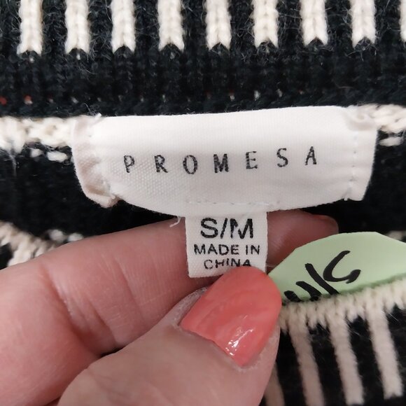 3582 S?M Promesa Upcycled Sweater in Orange and Black Pattern. - Picture 4 of 5